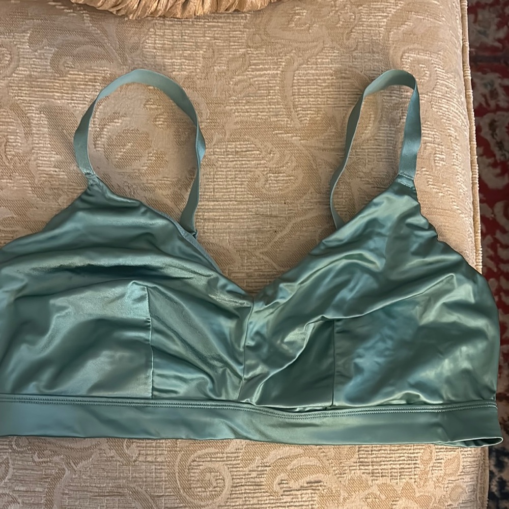 Auden Seafoam Stretchy Satin Unlined Triangle Bralette XXL